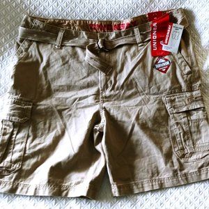 New Men's Unionbay Khaki/Tan Cargo Belted Shorts Sz 46 100% Cotton